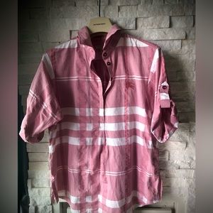 Burberry check shirt with equestrian knight logo.